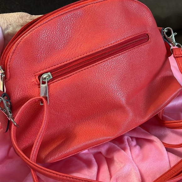 ROSE PETAL Red Faux Leather Round Crossbody Bag NWOT - Picture 10 of 14